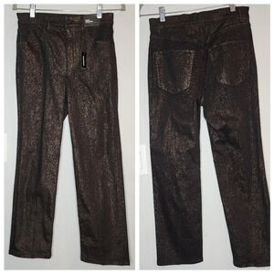 NWT Express Metallic Bronze Straight highrise stretch jeans.  Women's size 4